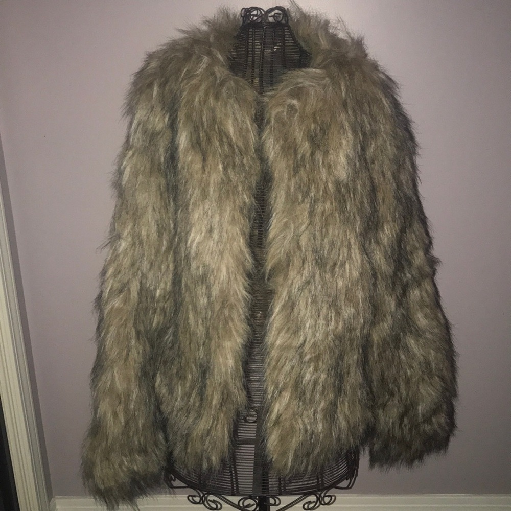 Brown faux fur jacket. New with tags!